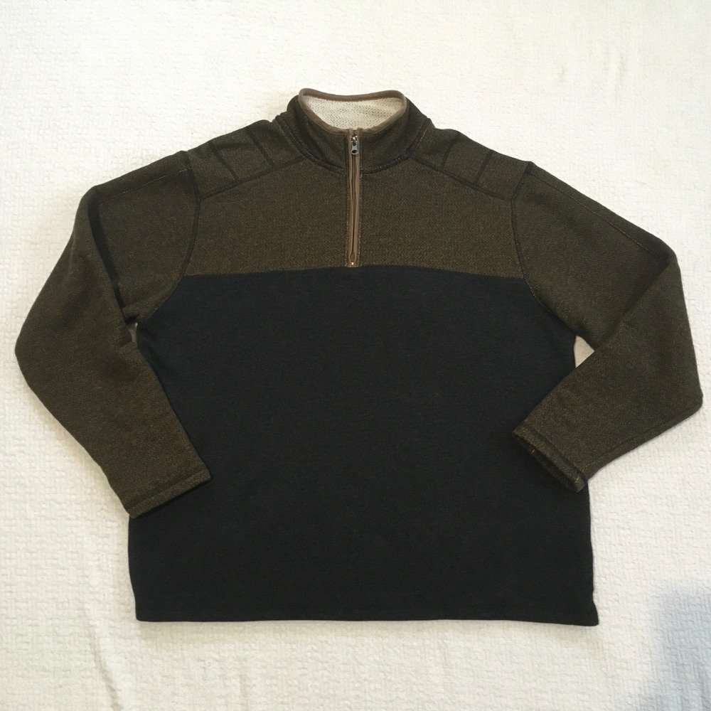 Dakota Grizzly Mens Size XL 1/4‎ Zip Pullover Sweater Brown Black Textured